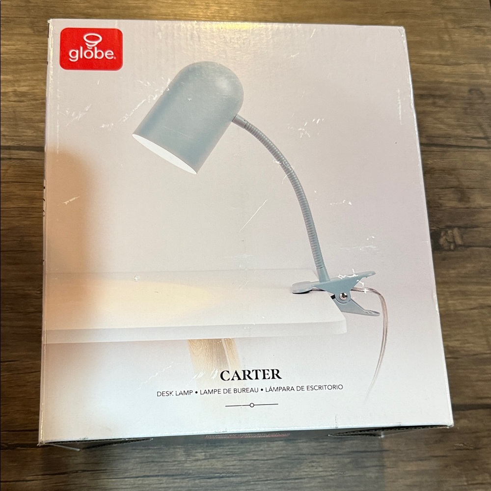 Globe Carter Clip-On Lamp in Light Blue/Gray